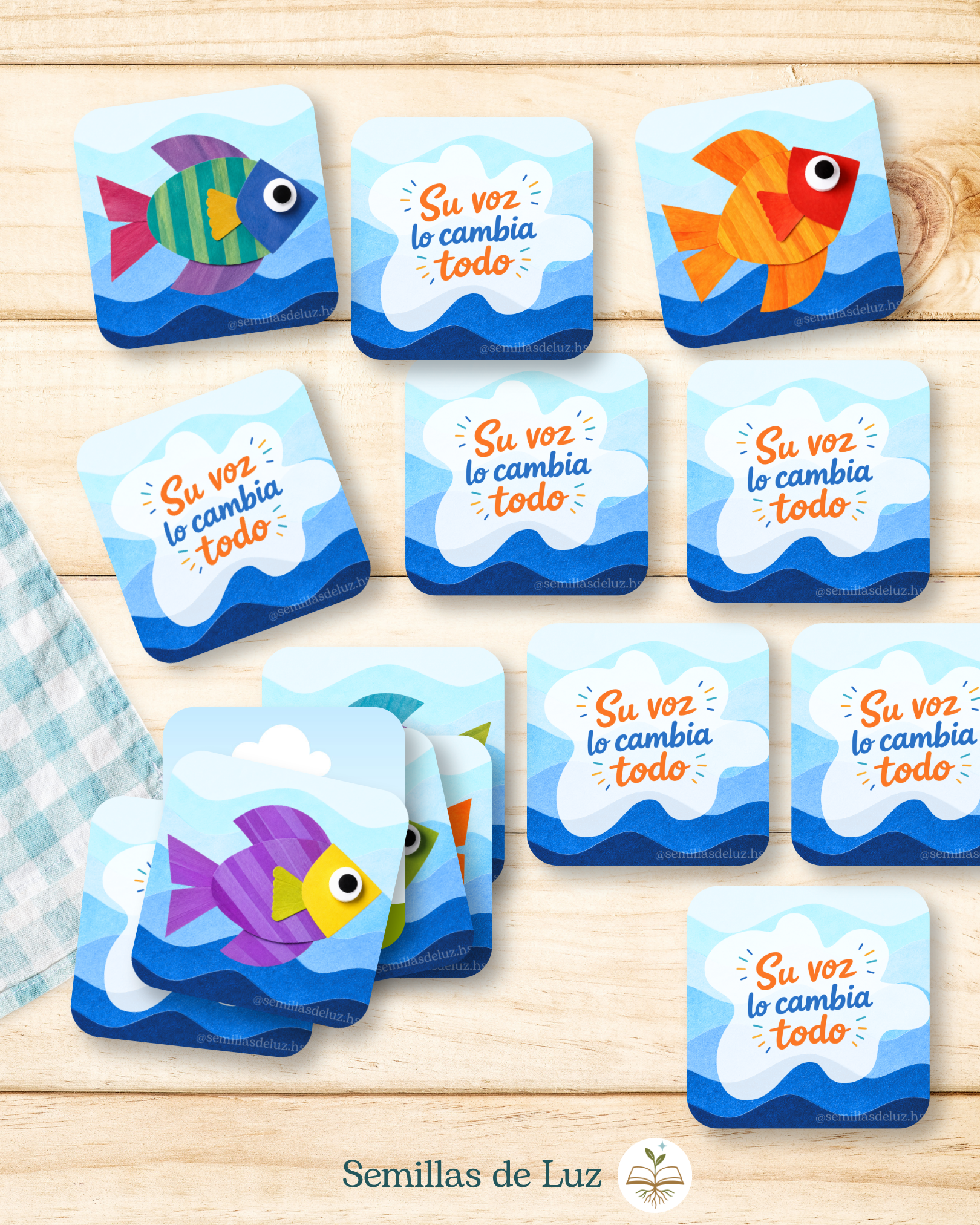 Presentación del material Memorice de peces